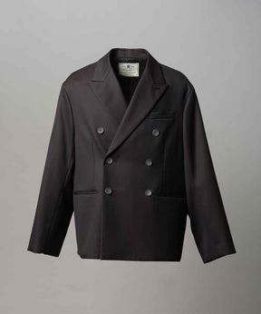 4种颜色Chambray可洗的羊毛峰峰翻领双胸夹克