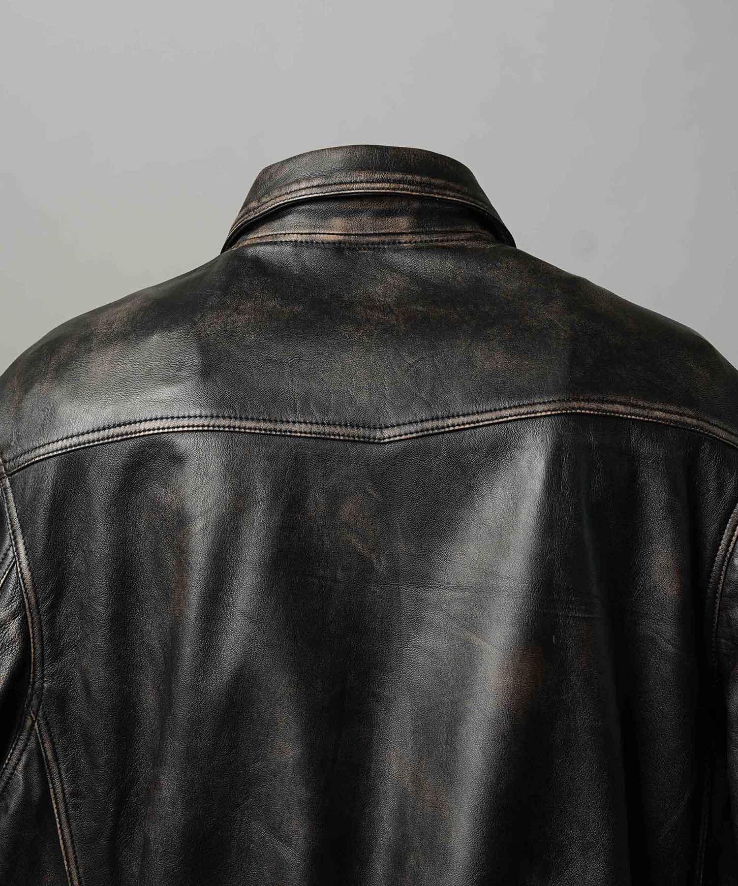 Sheep Leather Single Collard Blouson