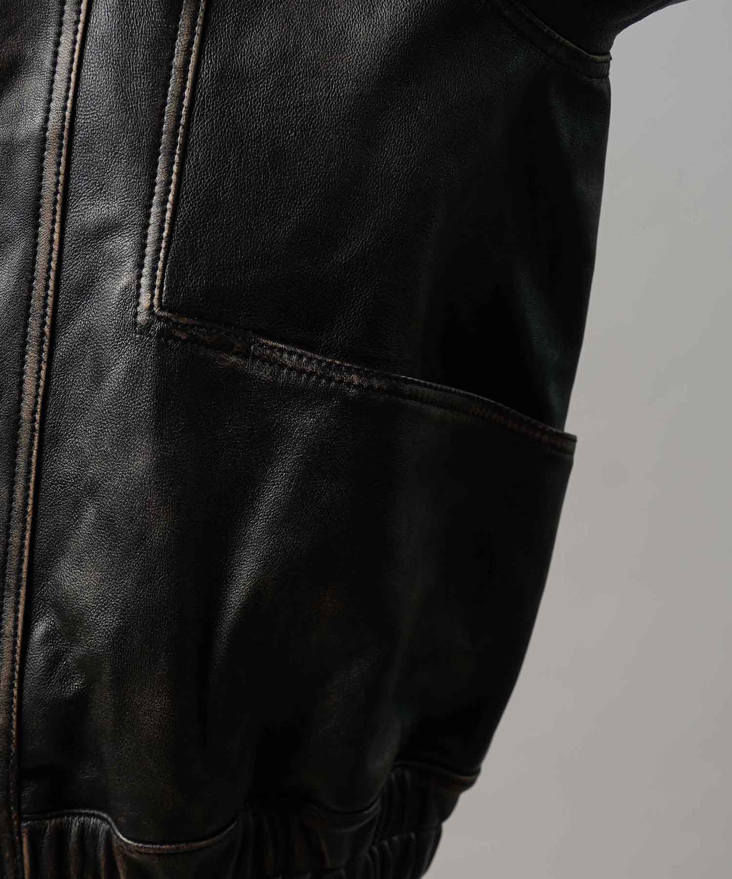 Sheep Leather Single Collard Blouson