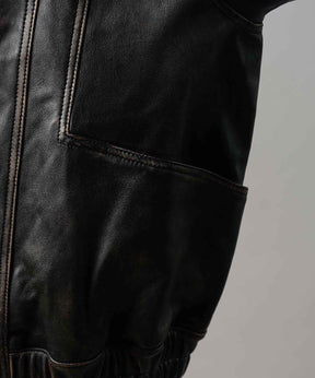 Sheep Leather Single Collard Blouson
