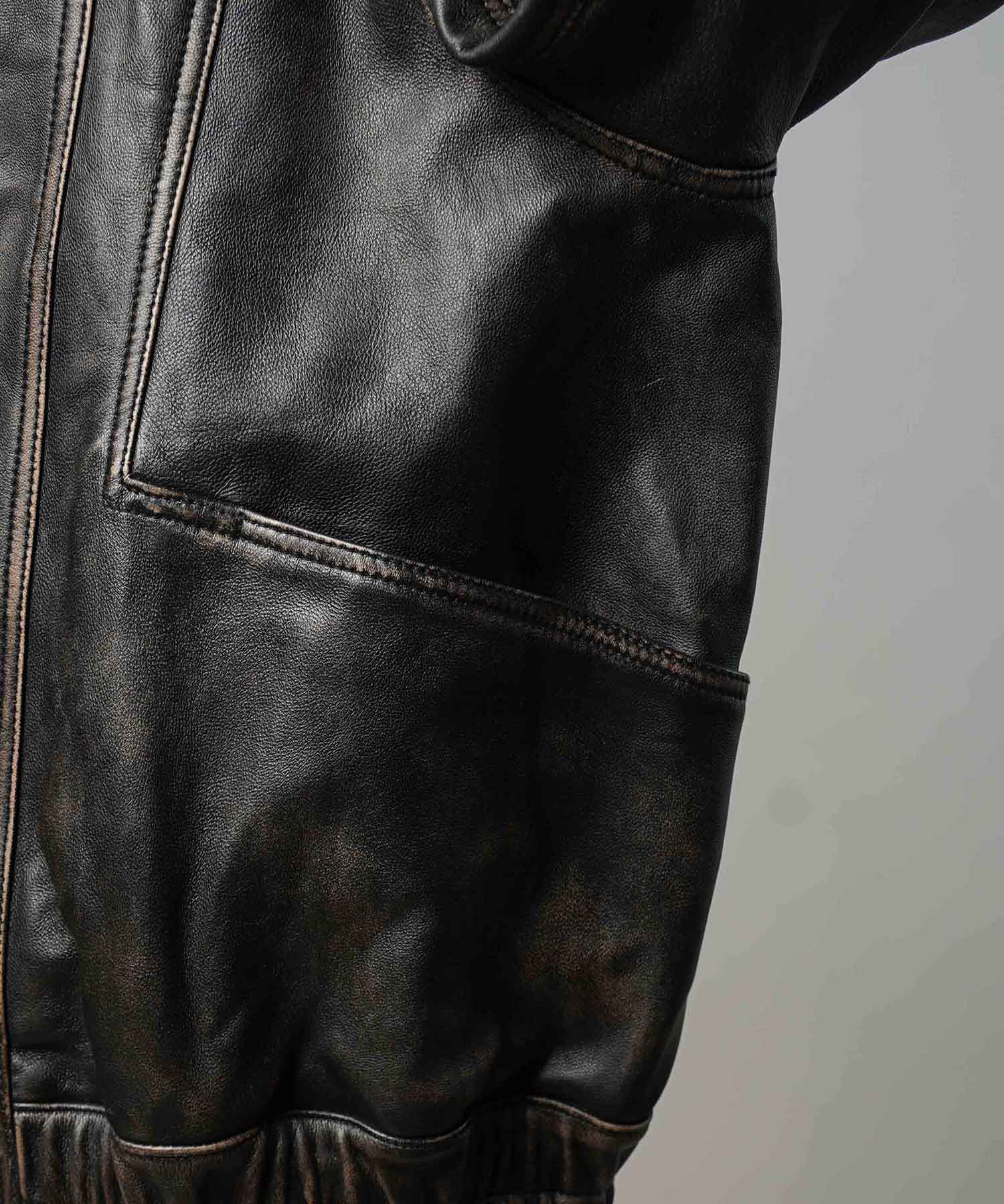 Sheep Leather Single Collard Blouson