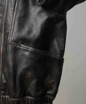 Sheep Leather Single Collard Blouson
