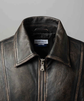 Sheep Leather Single Collard Blouson