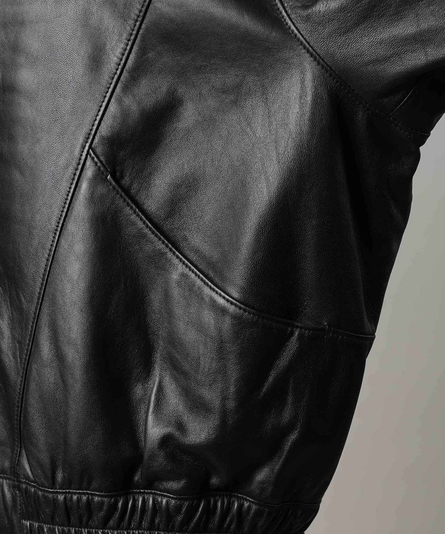 [25AW 사전 주문] 양 가죽 스탠드 칼라 블루슨