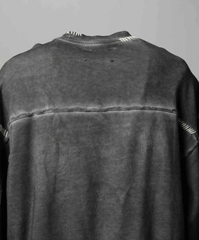 重量重量汗水绣花损伤超染色船员脖子套头衫