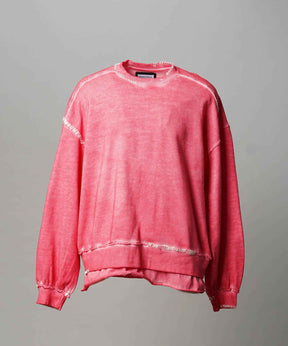 重量重量汗水绣花损伤超染色船员脖子套头衫