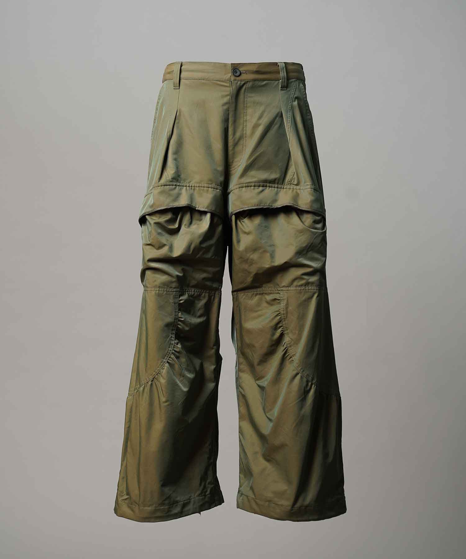 Gather Curved Switching Wide Pants