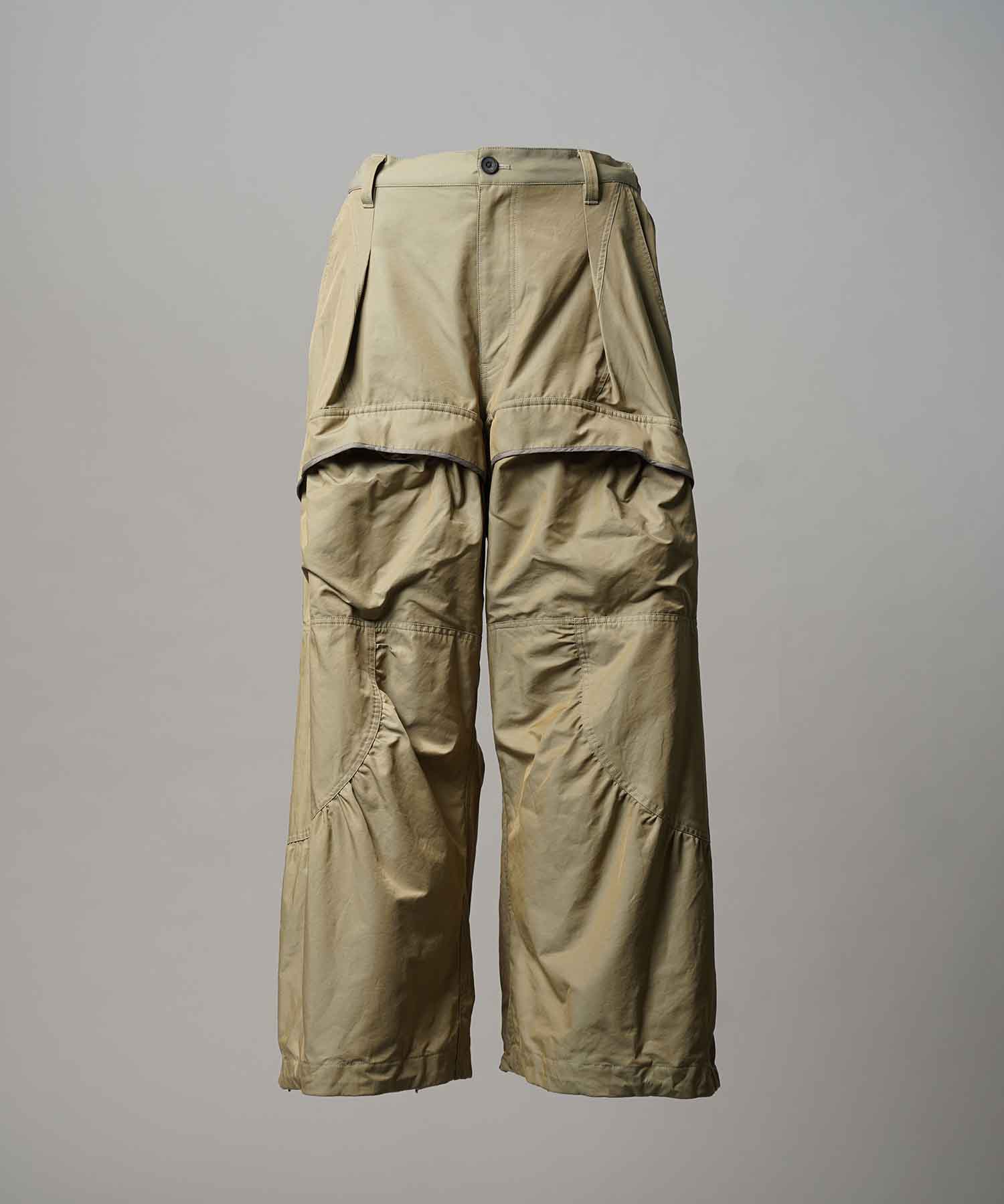 Gather Curved Switching Wide Pants