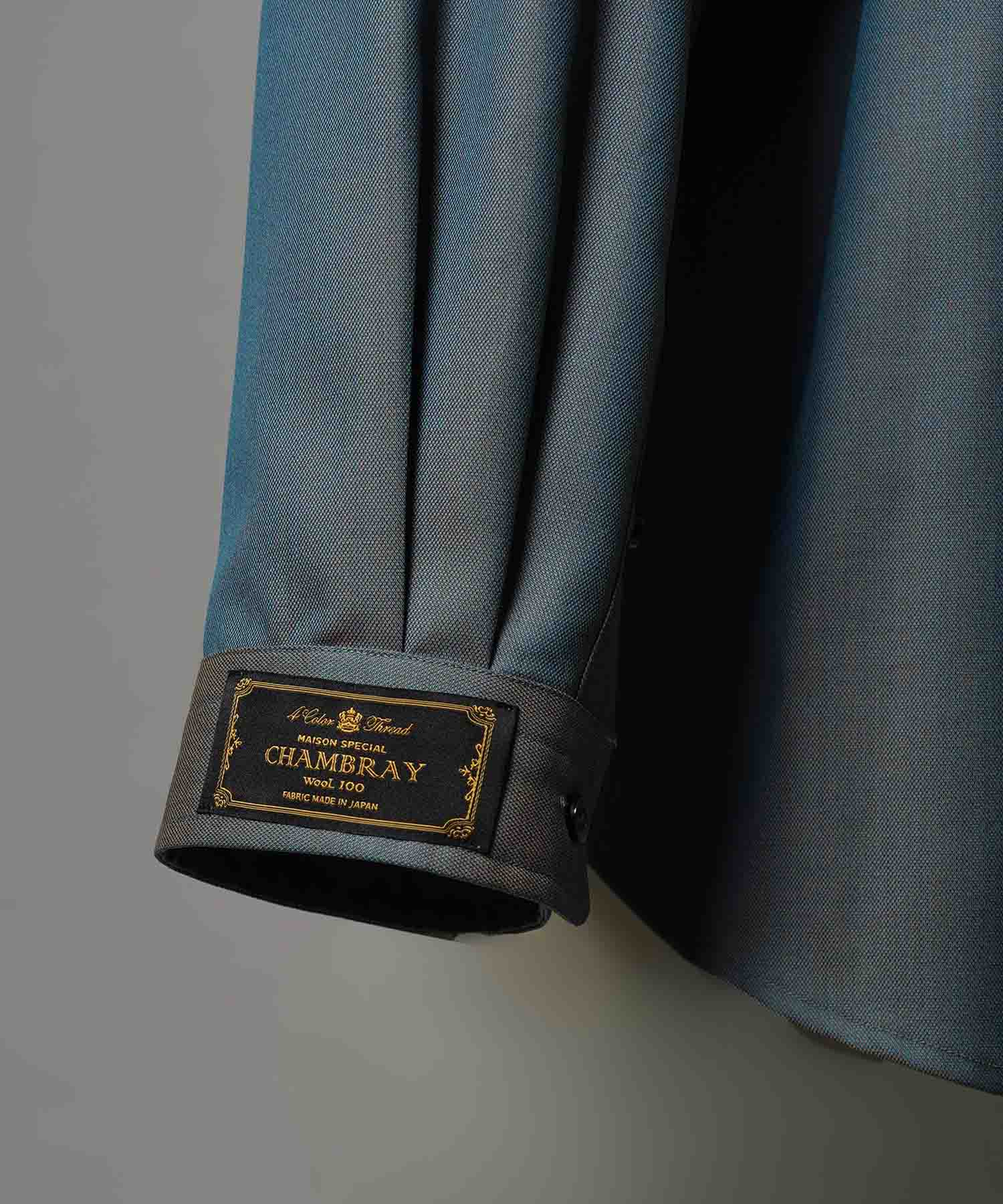 4 색 샹 브레이 씻을 수있는 양모 프라임-오버 일반 칼라 셔츠