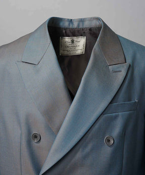 4 색 샹 브레이 세탁 가능한 양모 피크 라펠 더블 가슴 재킷