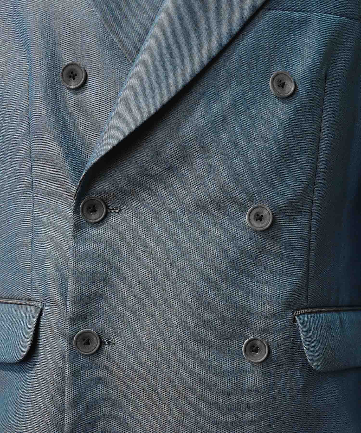 4 색 샹 브레이 세탁 가능한 양모 피크 라펠 더블 가슴 재킷