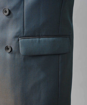 4 색 샹 브레이 세탁 가능한 양모 피크 라펠 더블 가슴 재킷