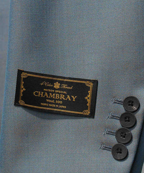 4 색 샹 브레이 세탁 가능한 양모 피크 라펠 더블 가슴 재킷