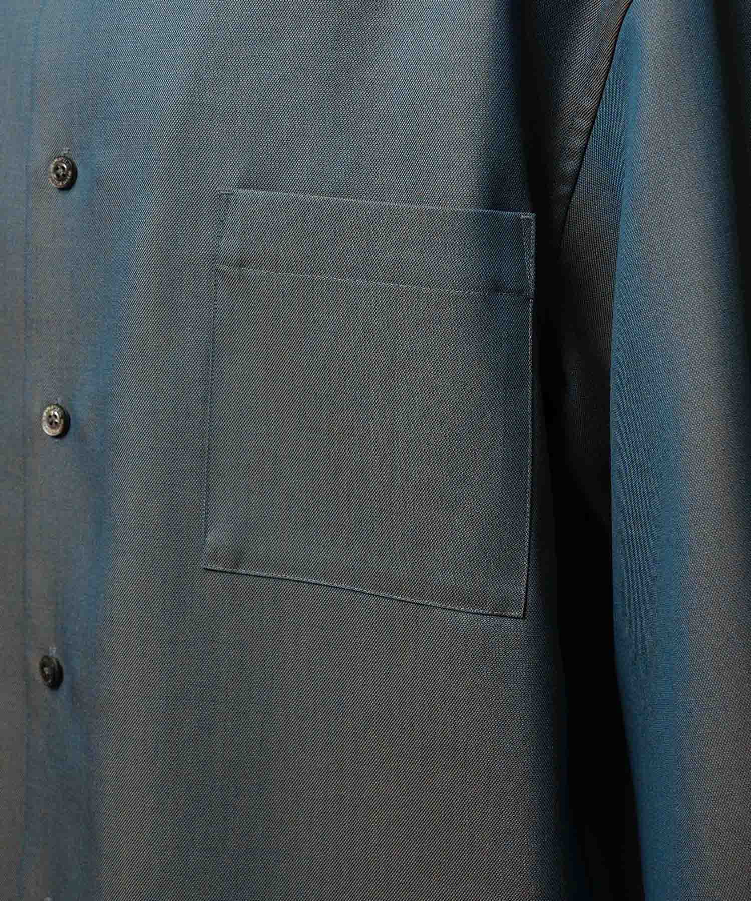 4 Colors Chambray Washable Wool Prime-Over Regular Collar Shirt Coat