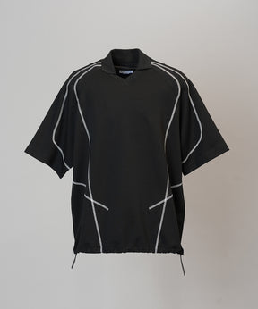 【26SS PRE-ORDER】V-neck Stitch Work Prime-Over Raglan Short Sleeve Polo Shirt