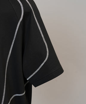 【26SS PRE-ORDER】V-neck Stitch Work Prime-Over Raglan Short Sleeve Polo Shirt