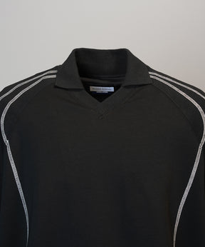 【26SS PRE-ORDER】V-neck Stitch Work Prime-Over Raglan Short Sleeve Polo Shirt