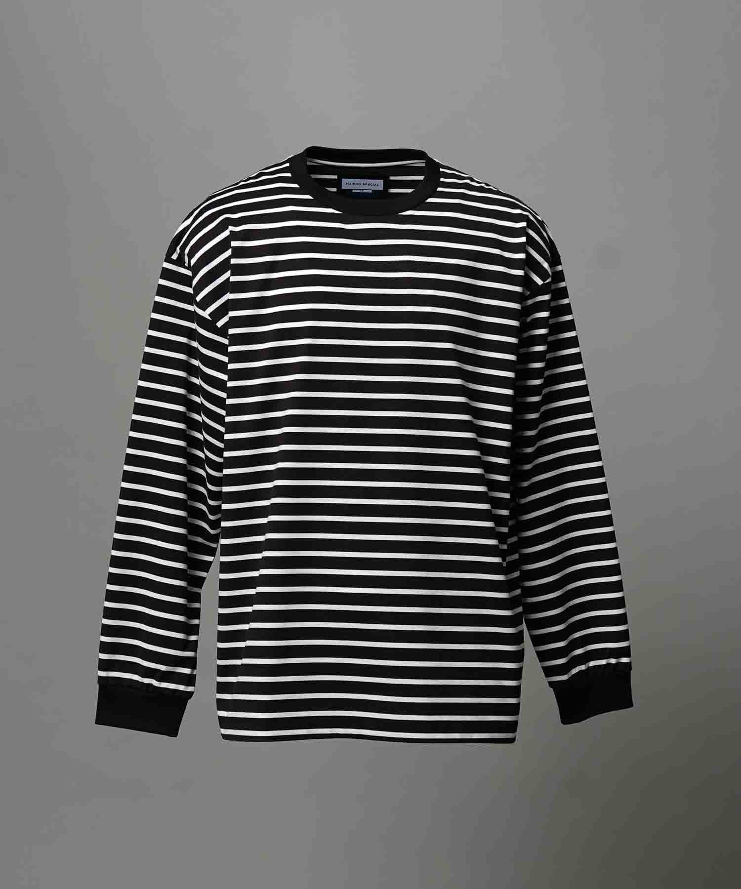 ULTIMA Cotton Border Prime-Over Crew Neck Long Sleeve T-Shirt