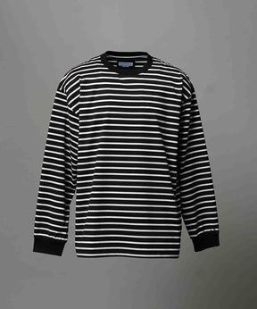 ULTIMA Cotton Border Prime-Over Crew Neck Long Sleeve T-Shirt