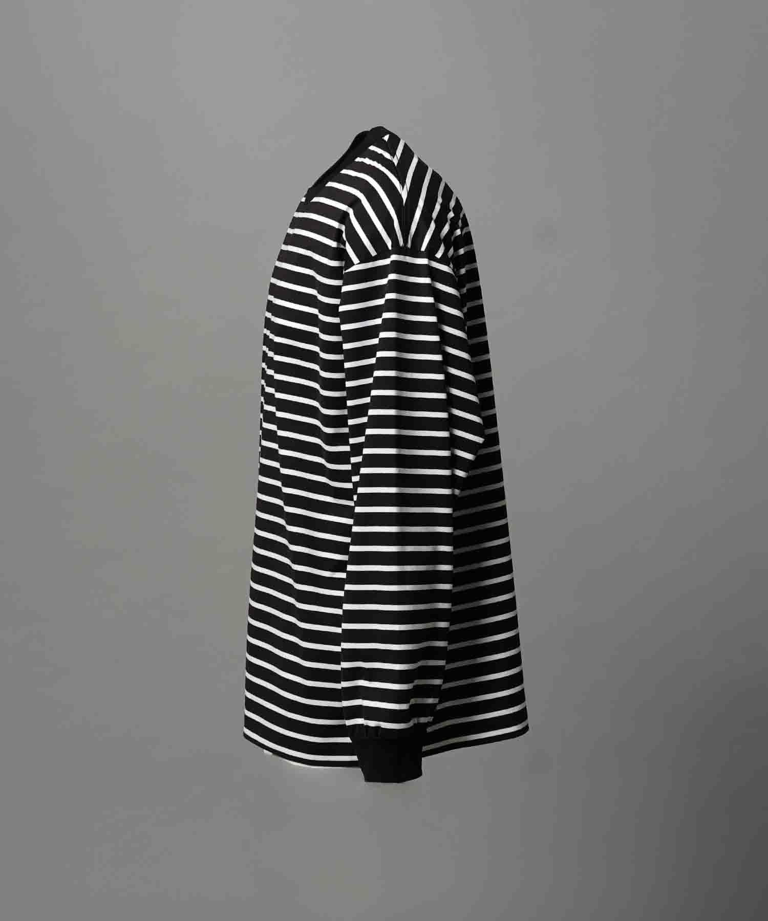 ULTIMA Cotton Border Prime-Over Crew Neck Long Sleeve T-Shirt