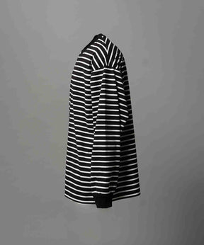 ULTIMA Cotton Border Prime-Over Crew Neck Long Sleeve T-Shirt