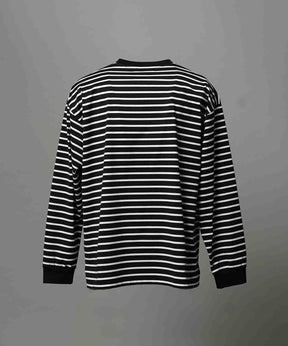 ULTIMA Cotton Border Prime-Over Crew Neck Long Sleeve T-Shirt