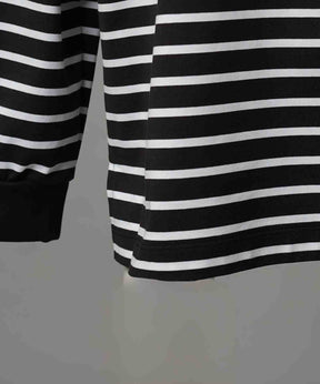 ULTIMA Cotton Border Prime-Over Crew Neck Long Sleeve T-Shirt