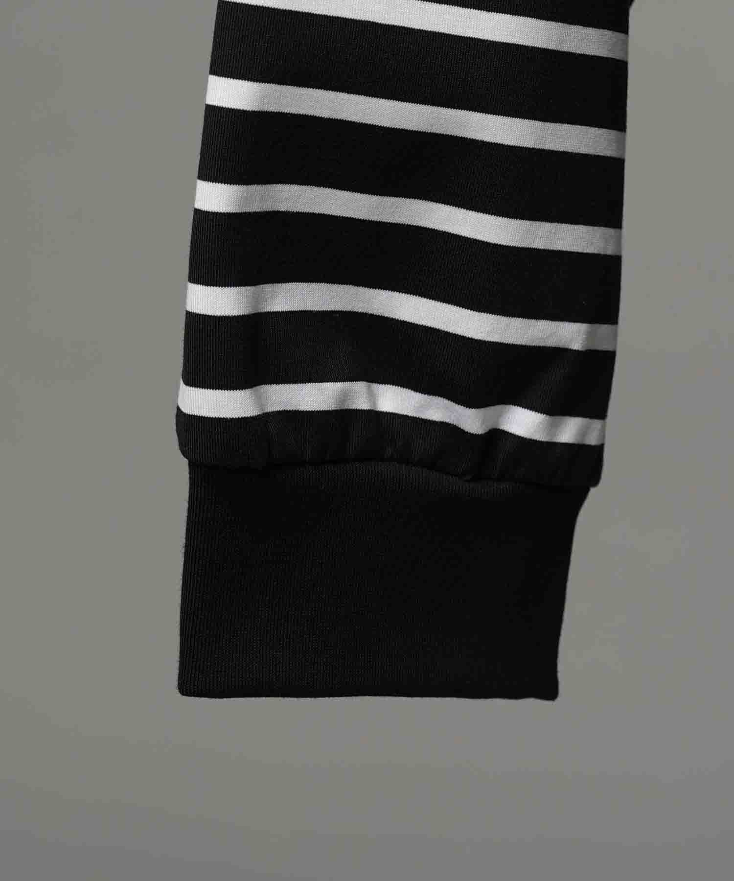 ULTIMA Cotton Border Prime-Over Crew Neck Long Sleeve T-Shirt