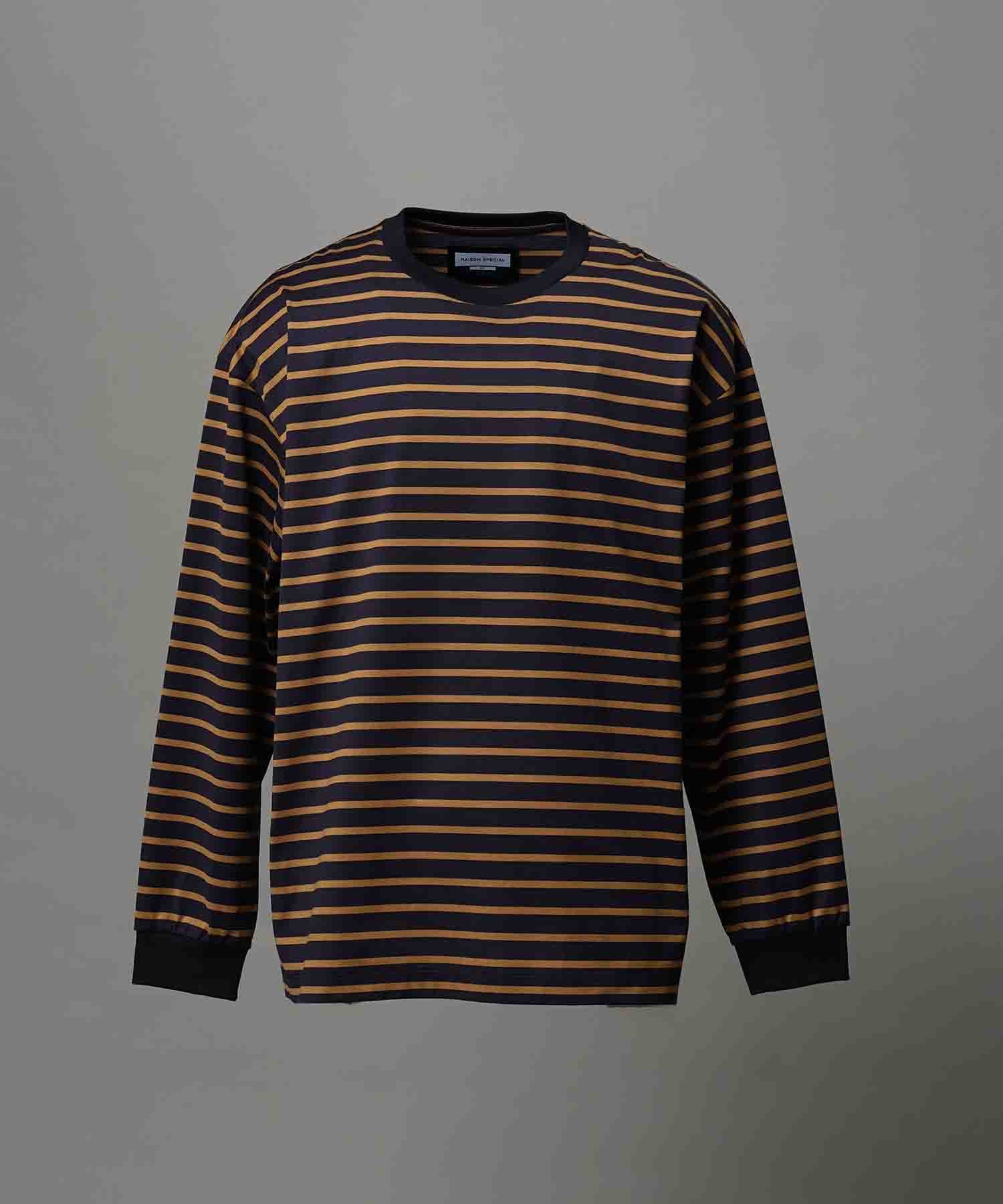 ULTIMA Cotton Border Prime-Over Crew Neck Long Sleeve T-Shirt