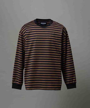 ULTIMA Cotton Border Prime-Over Crew Neck Long Sleeve T-Shirt