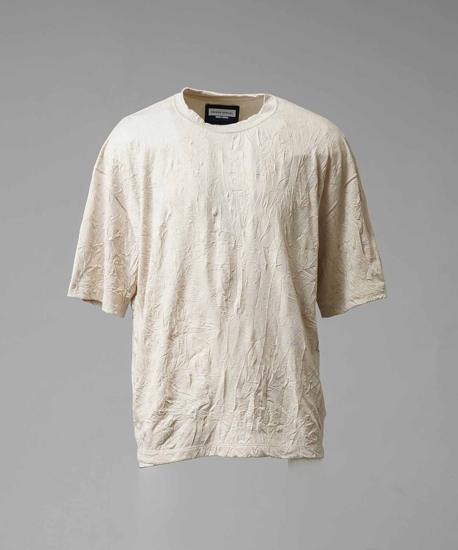 値下げOK　メゾンスペシャル　ウィメンズ（メンズ着用可能）テクスチャー加工 Catch Washer Processing Prime-Over Crew Neck T-Shirt