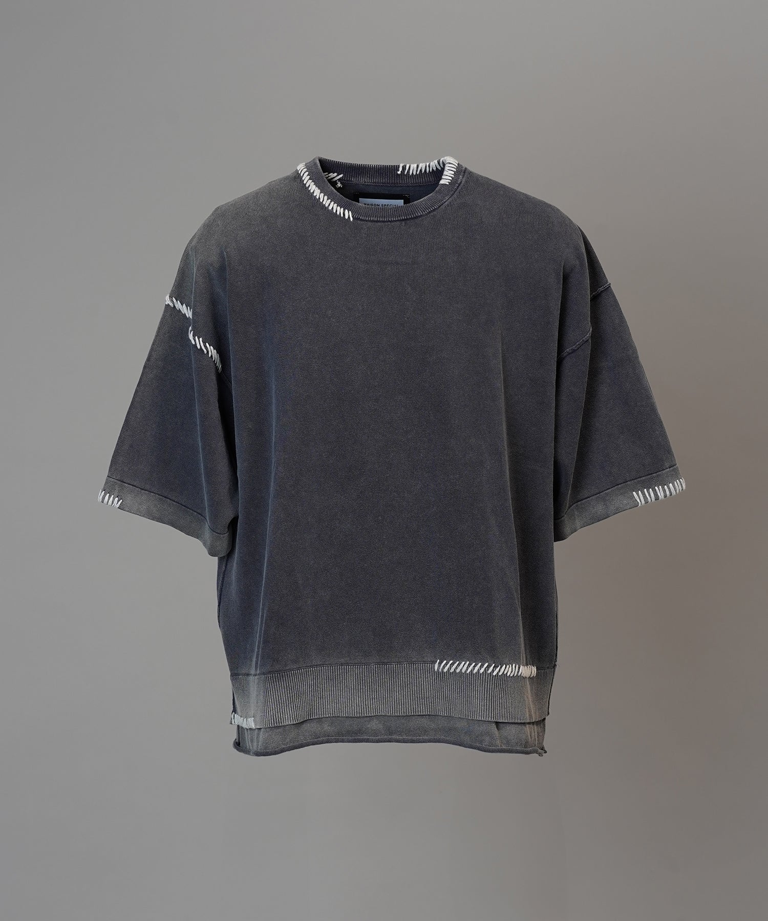 High Twist Prime-Over Pigment Bleach Crew Neck Knit T-shirt