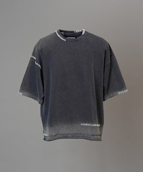 High Twist Prime-Over Pigment Bleach Crew Neck Knit T-shirt