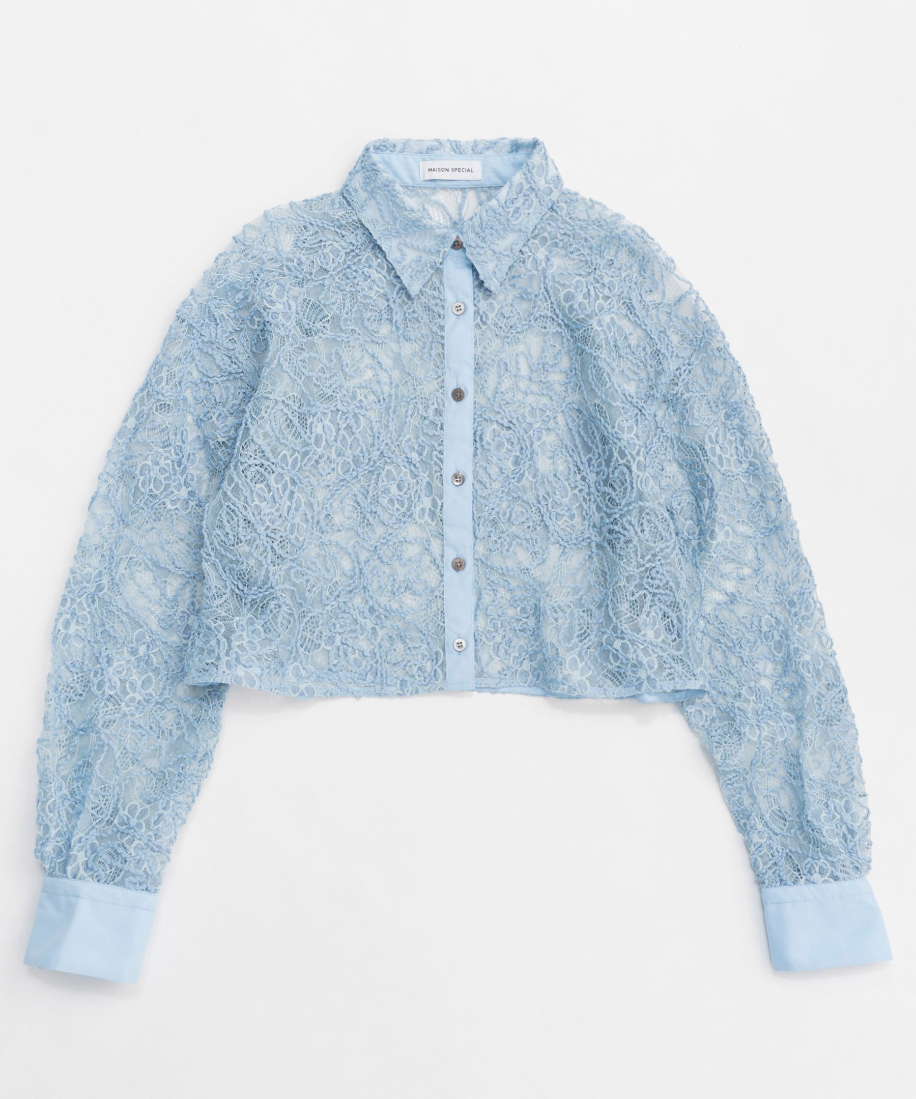 【25SPRING PRE-ORDER】Embroidery Lace Fabric Short Length Shirt