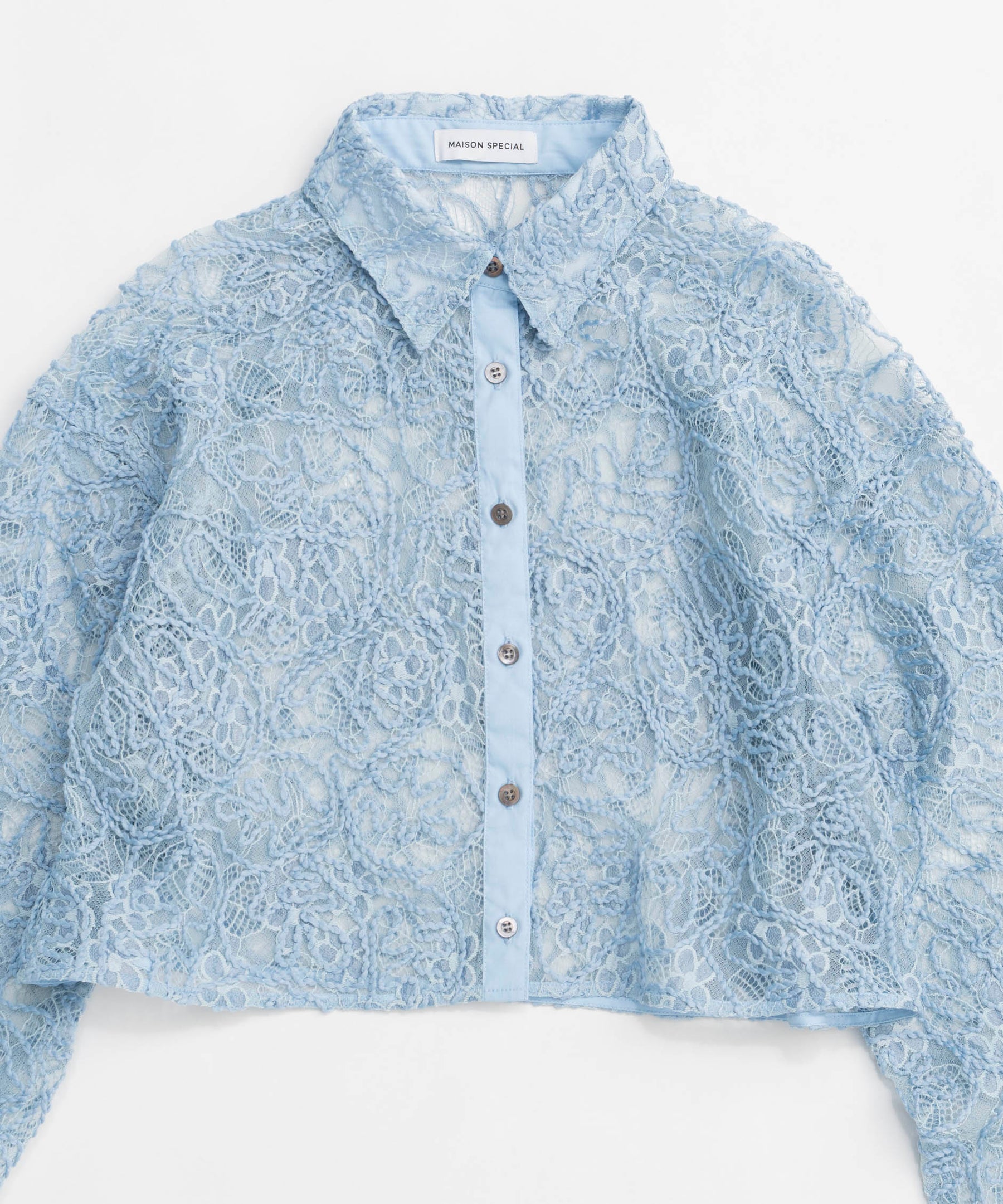 【25SPRING PRE-ORDER】Embroidery Lace Fabric Short Length Shirt