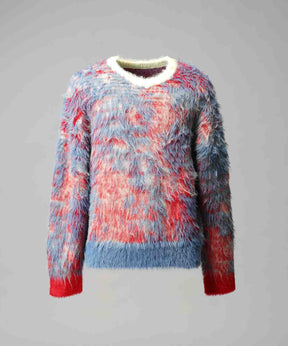 [25AW预订] 7G毛茸茸的雅加德·普拉克（Jacquard Prime）船员脖子编织套头衫