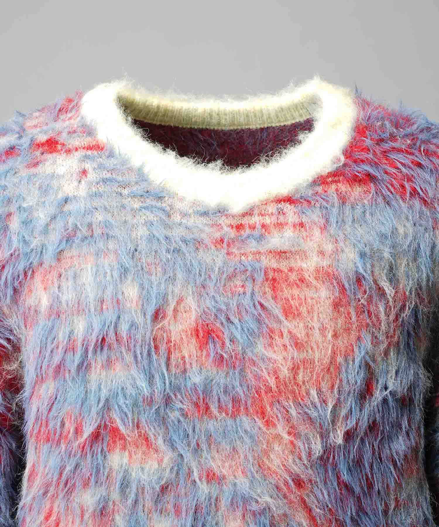 値下げ♡完売　新品　ella shaggy jacquard blouson 7G Shaggy Jacquard Prime-Over Crew Neck Knit Pullover