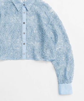 【25SPRING PRE-ORDER】Embroidery Lace Fabric Short Length Shirt