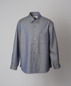 4 Colors Chambray Washable Wool Prime-Over Regular Collar Shirt
