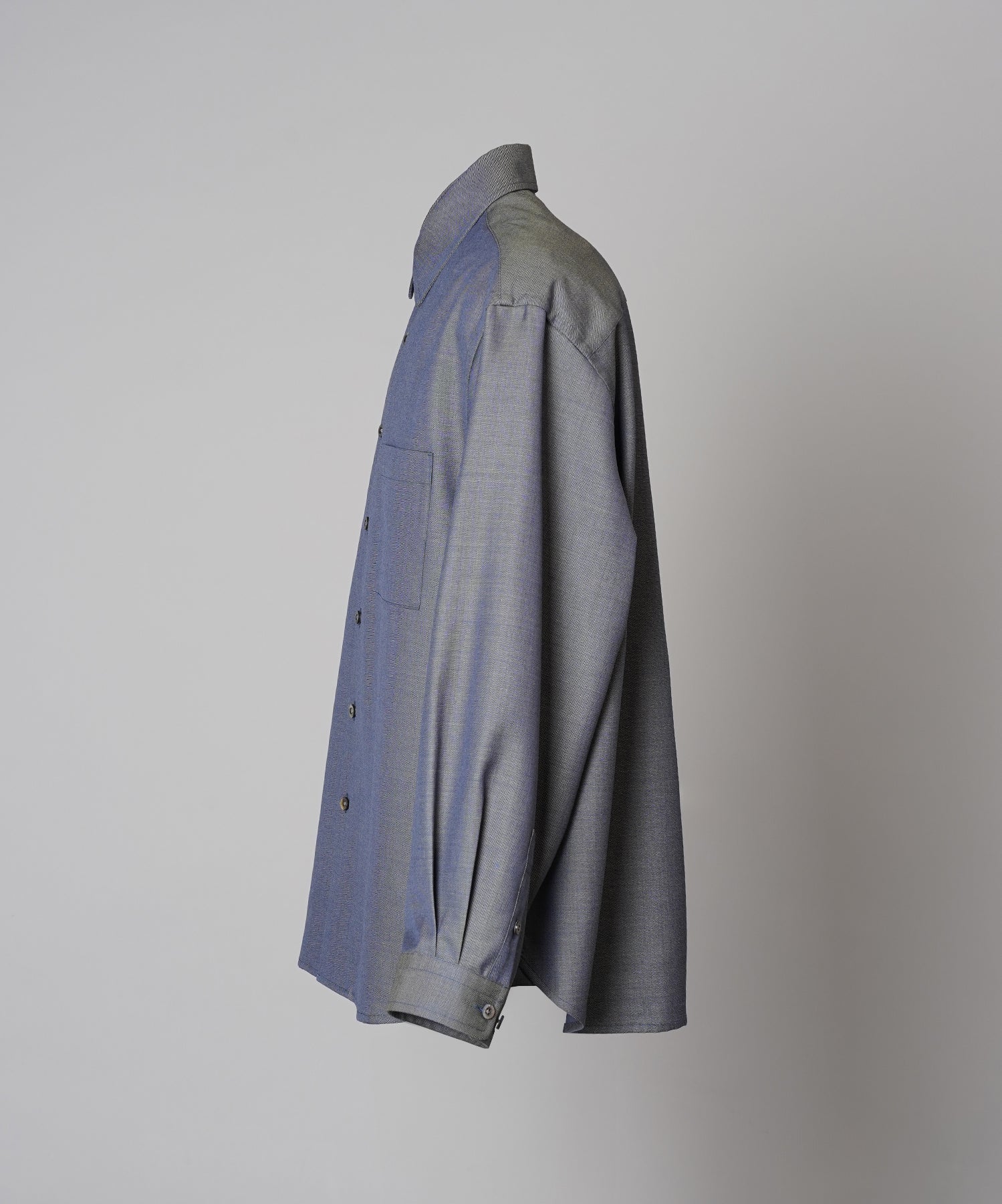 4 Colors Chambray Washable Wool Prime-Over Regular Collar Shirt