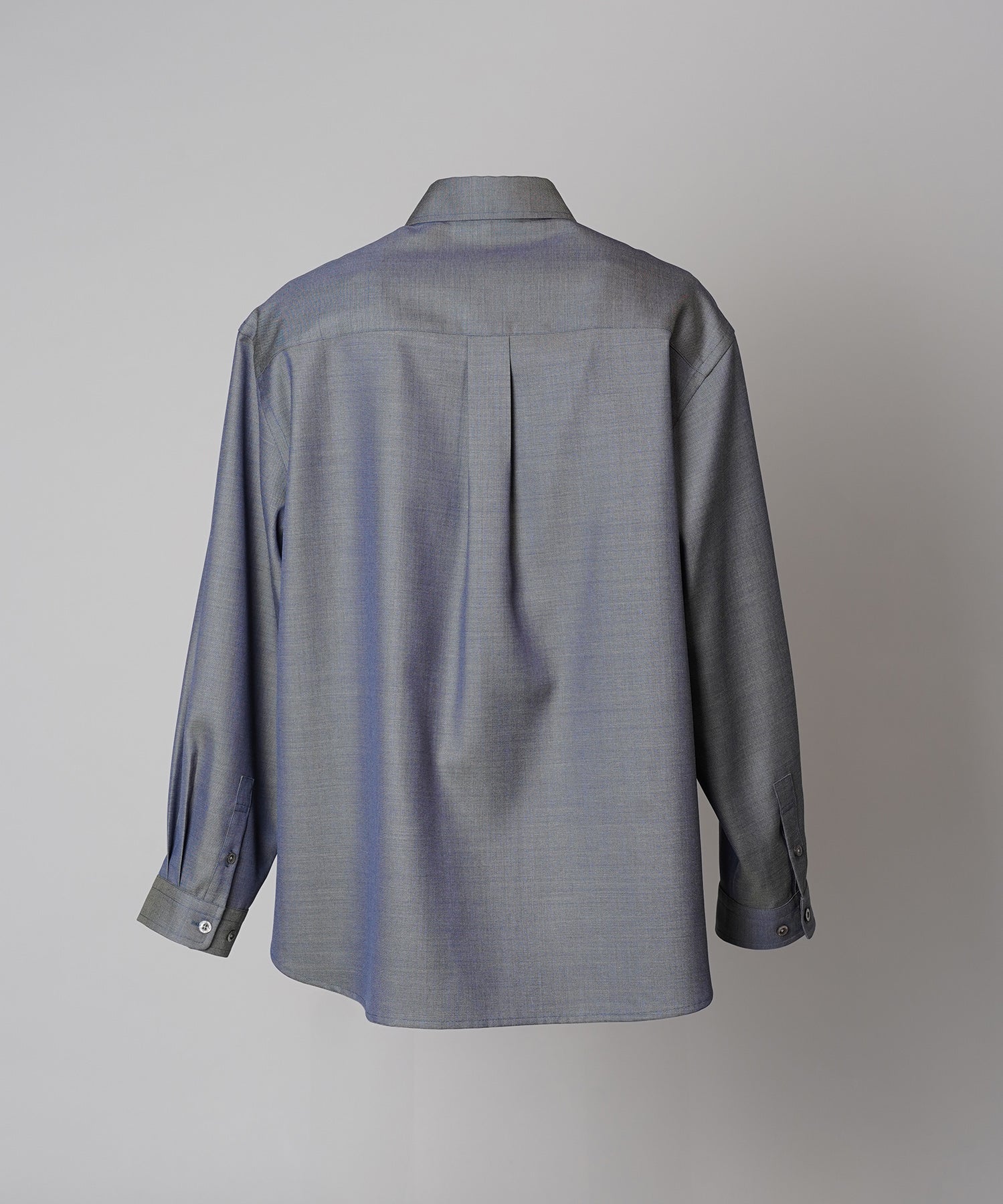 4 Colors Chambray Washable Wool Prime-Over Regular Collar Shirt