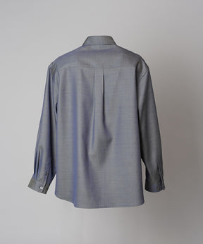 4 Colors Chambray Washable Wool Prime-Over Regular Collar Shirt