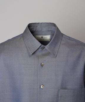 4 Colors Chambray Washable Wool Prime-Over Regular Collar Shirt