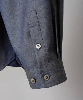 4 Colors Chambray Washable Wool Prime-Over Regular Collar Shirt