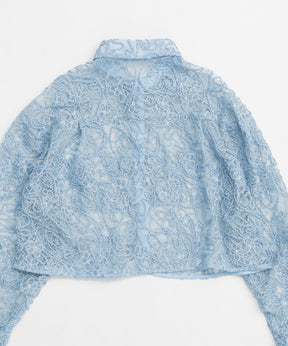 【25SPRING PRE-ORDER】Embroidery Lace Fabric Short Length Shirt