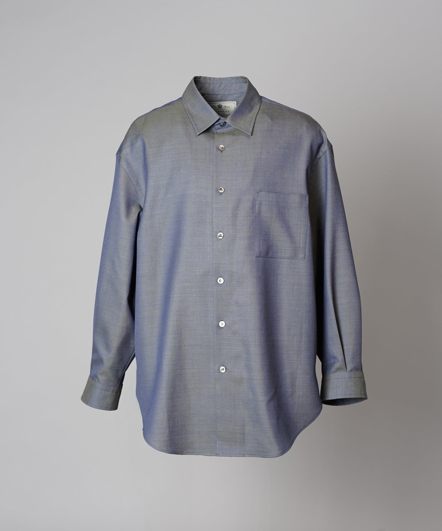 4 Colors Chambray Washable Wool Prime-Over Regular Collar Shirt Coat