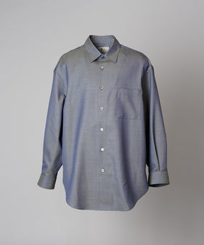 4 Colors Chambray Washable Wool Prime-Over Regular Collar Shirt Coat