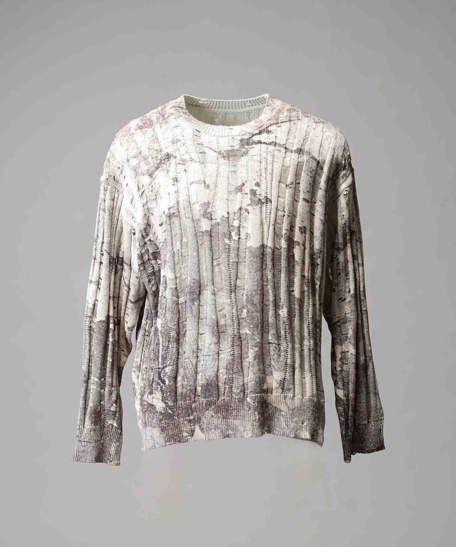 Wall Art Print Damage Knit Pullover