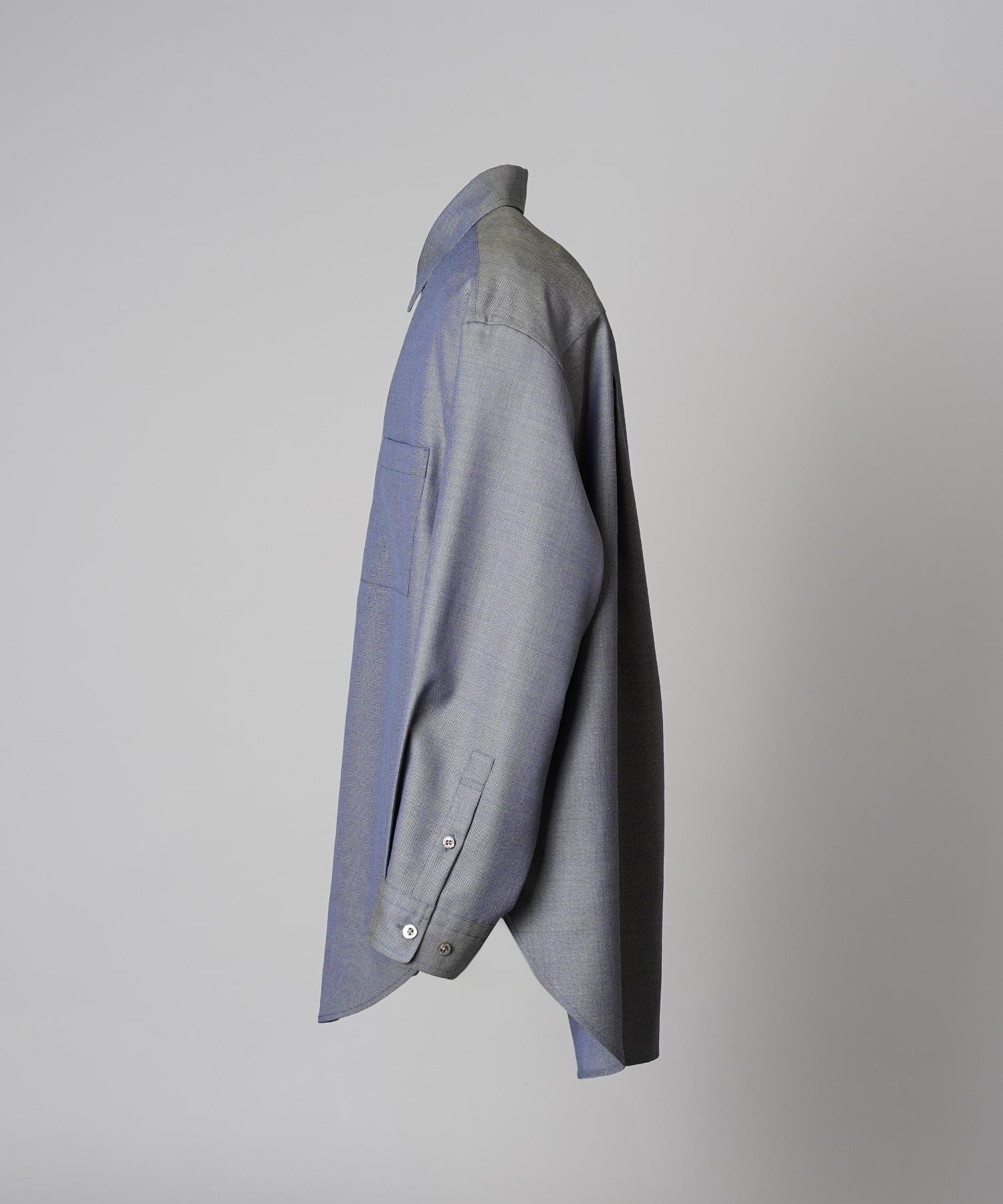 4 Colors Chambray Washable Wool Prime-Over Regular Collar Shirt Coat