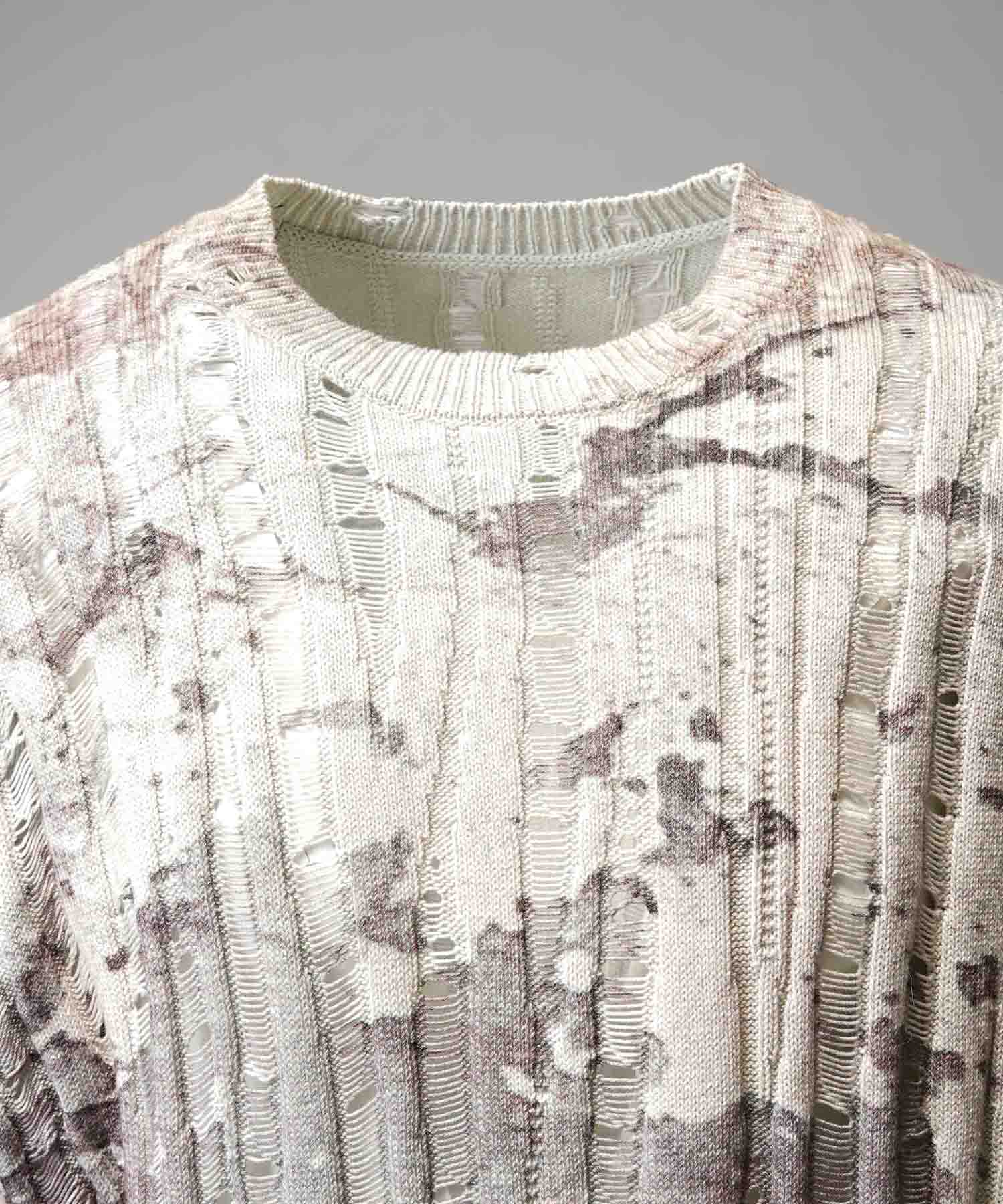 Wall Art Print Damage Knit Pullover